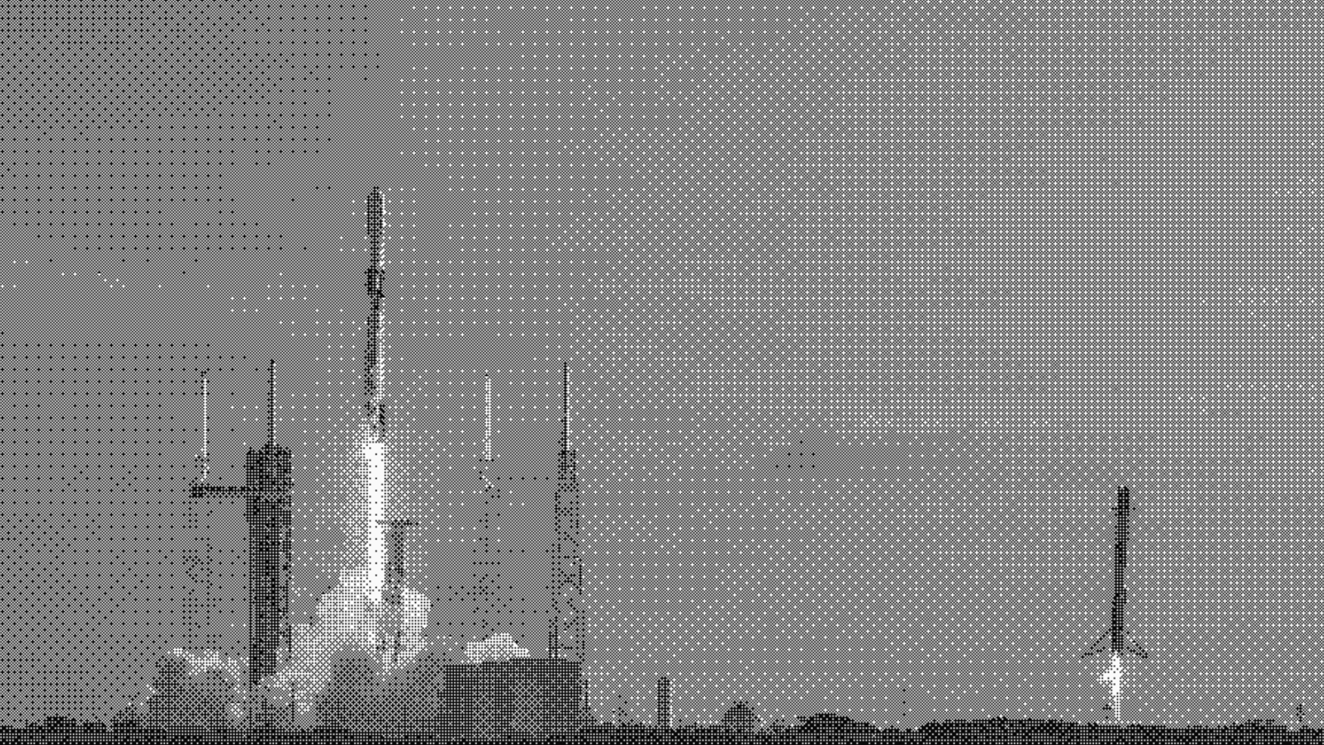 A photograph of the NG-24 launch vehicle - a Falcon 9 - with the return booster overlayed in the foreground.